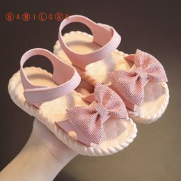 BAMILONG New Summer Toddler Girls' Sandals Bowknot Soft Soled Children's Princess Open Toe Baby Beach Shoes S563 210226