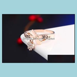 Band Rings Jewellery 5Pcs/Lot Arrival Love You For Women Heart To Diamond Crystal Ring Finger Drop Delivery 2021 Sxp0N