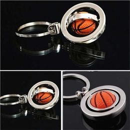 1Pcs Wholesale 3D Sports Rotating Basketball football soccer Keychain Keyring Ring Key Fob Ball Gifts For Men G1019