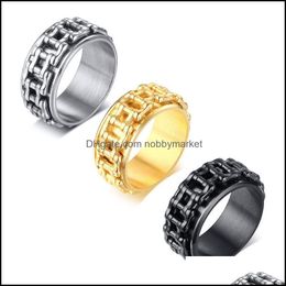 Band Rings Jewelry Hip Hop Men Ring Motorcycle Biker Bicycle Chain Stainless Steel Wedding Spinner Rock Male Drop Delivery 2021 Sxkiq