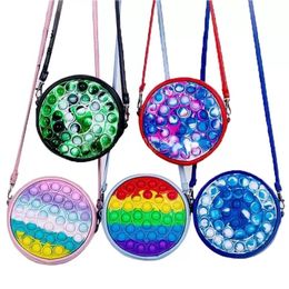 NEW!!! Fidget Purse Bag Toys Huge Large Rainbow Giant Biggest Jumbo Push Bubbles Stress Reliever Squeeze Sensory Toy for Kids Teen Adults, Round Bags
