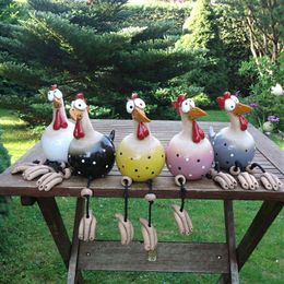 Yard Art Decor Chicken Garden Lawn Plug Hen Rooster Ornaments Hens Bird Statues Edge Seater Indoor Outdoor Backyard Decorations 210607