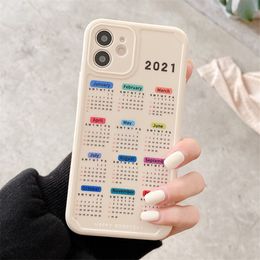 Free DHL 2021 New Calendar Date Case For iPhone 11 12 Pro Max XR X 7 8 6s Plus Fashion Soft TPU Case Cover