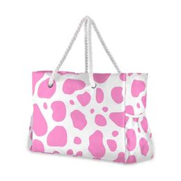 Shopping Bags ALAZA Nylon Bag Beach Bag Women 2021 New Zipper Tote Leopard Print Single Shoulder Large Capacity Luxury Lady Handbags 220310