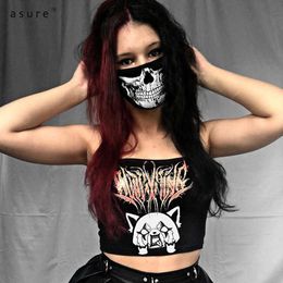 Traf Crop Tank Tops For Girls Corset Top Y2k Women Gothic Clothing Vintage Aesthetic Sexy Chest Binder Bra 23631A 210712
