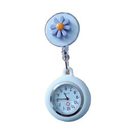 New Arrival Nurse Watch Fashion Doctor Pocket Watches Charm Flower Portable Convenient Acrylic 3D Blossom Decorative Vintage Alloy Clock