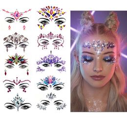 Face Tattoo Stickers Jewels Diamond Party Facial Makeup Eyeliner Eyeshadow Eye Make up Crystal Rhinestones Temporary Tattoos Eyes Sticker