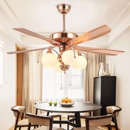 Ceiling Fans 2021 Post-Modern American Style Light Silent Fancy Designed LED Restaurant Living Room Fan Lamp With Remote Control