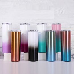 20oz stainless steel straight cup gradual Colour automobile Cup Travel car Vacuum Insulated cup with Lid 8 Colour T9I001137