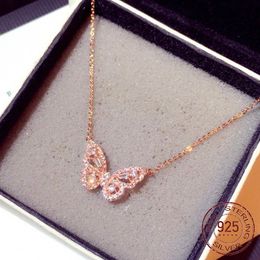 Trendy Butterfly Necklace Solid 925 Sterling Silver for Girl Christmas Gift Fine Jewelry Wholesale NL070