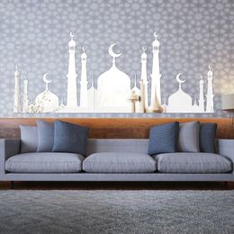 Mirror Wall Stickers Mosque Sticker Room Decoration Bedroom Decor Decorative Ramadan Kareem Islamic Arabic Muslin Mubarak R220 210308