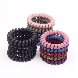 Frosted Colored Telephone Wire Elastic Hair Bands Headwear Ponytail Holder Rubber Band Women Girls Accessories