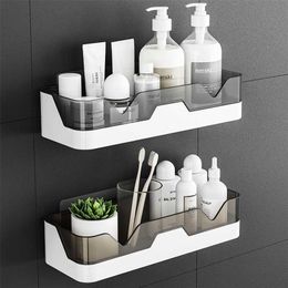 Bathroom Shelf Organiser Wall-Mounted Waterproof Shower Rack Storage Holder Caddy Kitchen Bath Accessories Shelves 211112