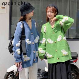 Sweet Women Cardigan Autumn Winter Fashion Knitted Sheep Cute Kawaii Girls Cardigans Outwear Casual Loose Tops 210601