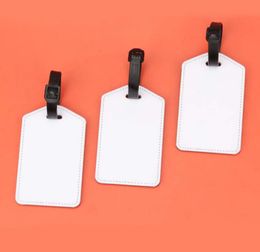 DHL100pcs Bag Parts Sublimation DIY White Blank Luggage Tags Travel Accessories Pu Suitcase ID Address Holder