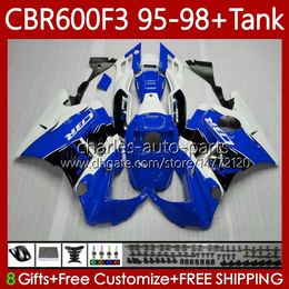 Bodywork +Tank For HONDA CBR600F3 600CC 600FS 95-98 Body 64No.174 CBR Blue white 600 600F3 CBR600 F3 FS CC 1995 1996 1997 1998 CBR600FS CBR600-F3 95 96 97 98 Fairing Kit