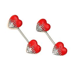 Body Art Jewelry Flame Heart Nipple Ring Alloy Chest Piercing Barbell For Men and Women