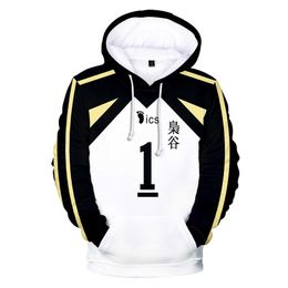 Japan Anime Haikyuu Cosplay Costume Fukurodani Academy Volleyball Club Akaashi Keiji Bokuto Koutarou Unisex 3D Hoodie Sweatshirt Y0913