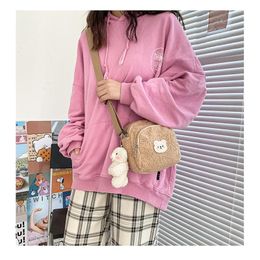 Evening Bags Ladies Bag Cute Bear Zipper Messenger Plush Mobile Phone Flap Girls Small Shoulder 2021
