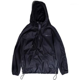 techwear hoodie UK - Men's Jackets Techwear Black Autumn Winter Hip Hop Cargo Jacket Coat Men Waterproof Side Zipper Pullover Tactical Functional Hoody Windbreak
