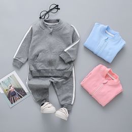 LZH Children Sports Set 2021 Spring Autumn New Long-sleeve Boys Zipper Top Sweatpants Two-piece Girls Suit Kid Clothes 1-5 Years 210309