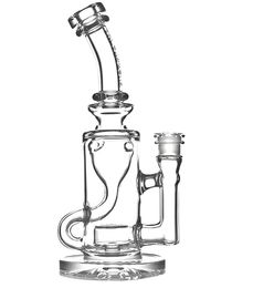 About 9 Inch Tall "Patty Cake" Klein hookahs Style Incycler Recycler Dab Rig oil rigs matrix perc glasses bong with quartz banger optional Easy Airflow Scientific Glass
