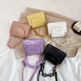 Fashion PU Leather Women's Mini Crossbody Bag Retro Ladies Chain Small Square Shoulder Bags Simple Female Girls Purse Handbags