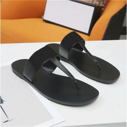 Fashion mens slides flip flops Leather Women sandal with Double Metal Black White Brown slippers Summer Beach Sandals Size 35-45