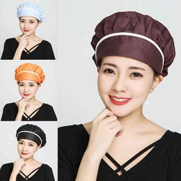 Men Women Cooking Cap Printed Adjustable Chef Hat Dustproof Workshop Working Cap Headscarf for Kitchen Restaurant Hotel Y21111