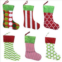 Xmas Stockings Printed Decorative Socks Gift Holders Chrismas Tree Fireplace Hanging Ornaments Kids 4 Colour Optional BT1176