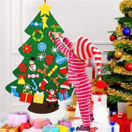 Kids DIY Felt Christmas Tree and self-adhesive Ornaments Children New Year Gifts for Christmas 2021 Wall Hanging Decoration 201017