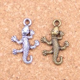 120pcs Antique Silver Plated Bronze Plated gecko lizard Charms Pendant DIY Necklace Bracelet Bangle Findings 25*15mm