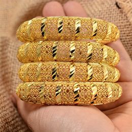 4pcs/lot Bangles Ethiopian Gold Colour Bangle for Women Dubai Bride Wedding Bracelet African Arab Jewellery Middle East Q0717