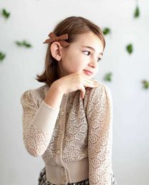 Girls boutique sweater for kids long sleeve hollow out cotton knit cardigan fall outwear tops children 210529