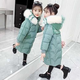 -30 degrees Winter Children clothing Down cotton Jacket Teen Warm faux fur Coat Outerwear Kids Parka Girl Hooded clothes 3-16Yrs H0909