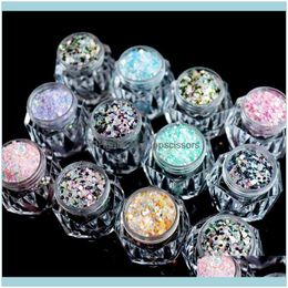 Nail Art Salon Health & Beautynail Glitter 50G/Pack Gradient Iridescent Sequins 8 Colours Mixed Hexagon Colourful Chunky Symphony Light Laser