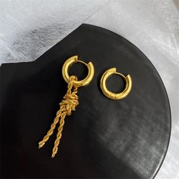 Hoop & Huggie XIALUOKE Punk Horsewhip Chain Knot Earrings For Women Retro Stainless Steel Gold Earclip Hoops Fashion Jewellery
