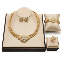Earrings & Necklace Dubai Gold Bridal Jewellery Sets Wholesale Italian Deisgn Fashion Statement Women Wedding Set Brand