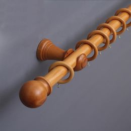 Other Home Decor Solid Wood Curtain Rod Bracket Accessories Wooden Roman Single Double Track