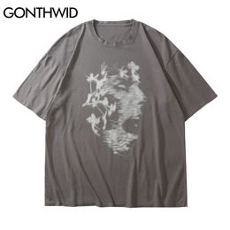 GONTHWID Tshirts Streetwear Hip Hop Creative Punk Rock Gothic Tshirts Hip Hop Short Sleeve T-Shirt Harajuku Casual Cotton Tops C0315