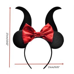 Hair Accessories Big Bow Headband Mouse Ears Hoop For Halloween Novelty Witch Hairband Gothic Props Theme Creative Party Costume