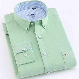 High Quality Man Shirts Cotton Long Sleeve Solid Color Luxury Men's Vocational Shirt Green White Male Clothes Camisas De Hombre 210708