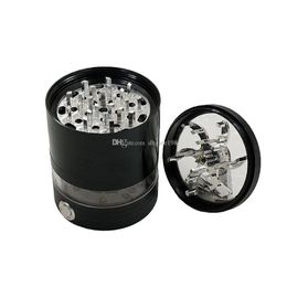 High quality 2.5Inch CNC Aluminium LED Herb Grinder 5layer Spice Mill Crusher tobacco grinder for smoking Free Shipping