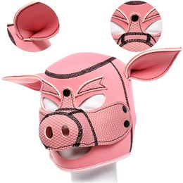 Costume Accessories Role Play Pink Pig Pighead Sexy Cosplay Costume Full Head Mask Soft Padded Latex Rubber Removable Toy