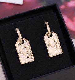 Top quality rectangle shape and stamp drop earring in 18k gold plated for women wedding Jewellery gift have box PS4678