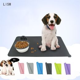 Pet Waterproof Mat Solid Colour Silicone Dog Cat Mat Easy Washing Dog Feeding Placemat Pet Bowl Drinking Pad For Puppy Tool Y200922