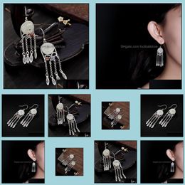 Chandelier Original Design Natural Hetian Jade Safe Buckle Tassel Luxury Earrings Chinese Retro Aristocratic Charm Womens Sier Jewelry Dangl