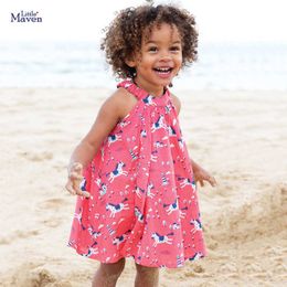 Kids Frocks 2021 New Summer Baby Girls Clothes Brand Dress Toddler Cotton Horse Print Red Dresses for Kids 2-7 Years Q0716
