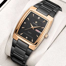 Wwoor Design Quadrado Relógios Homens Top Marca de Luxo Negócios Quartzo Impermeável Automático Semana Data WristWatch Montre Femme 210527