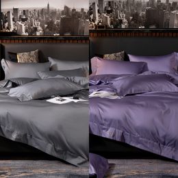 Black Egyptian Cotton Bedding Sets Queen King Size Embroidery Bed Duvet Cover with Comforter Bed Sheets/fitted Sheet Linen Set C0223